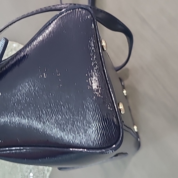 Like New - Navy Blue Patent Leather Kate Spade Bag w/ Crossbody Strap - Picture 10 of 16